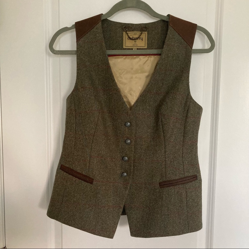 DUBARRY Wool Daisy Fitted Tweed Waistcoat Vest EUC